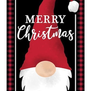 Merry Christmas Gnome Sign-Wreath Sign-Christmas Sign-Sign Decor-Gnome Sign 12.5&quot; x 6&quot; MDF AP7022