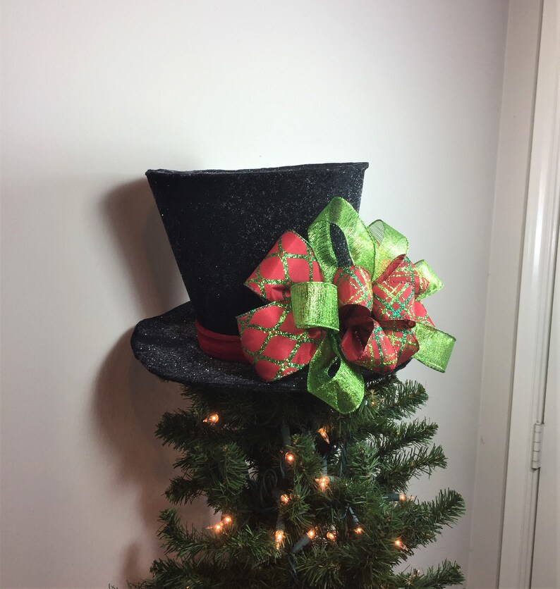 Black Top Hat Christmas Tree Topper Etsy