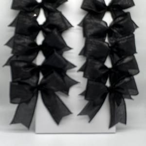 Decorative Shiny Black Metallic Ribbon Bows/ Set 10 Bows/ Christmas Treat Bag Bows/ Christmas Tree Bows/ Sports team/ Any occasion bows