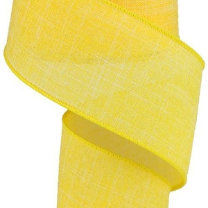 Dark Yellow Wired Ribbon Royal Burlap Linen Look 2.5&quot; x 10 Yards Matching Satin Stitch Edge RG1279NC