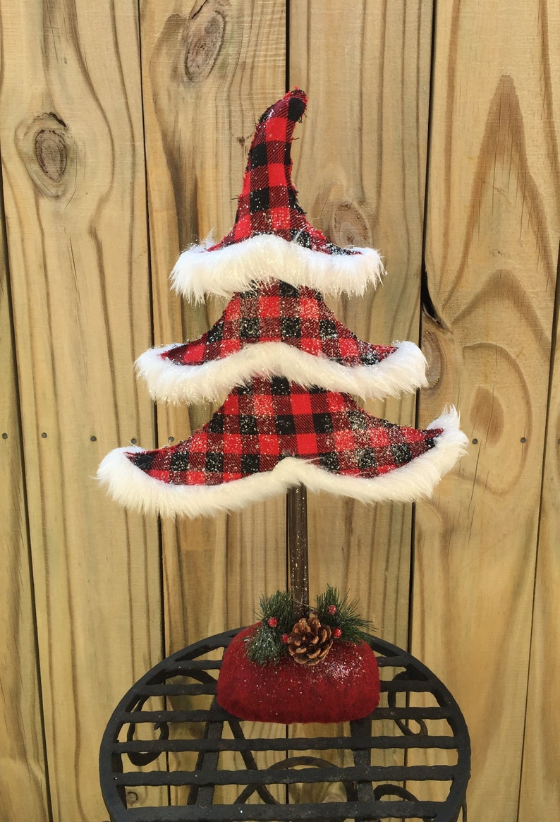 Large Black and Red Buffalo Check Tree With Faux Fur Trim - Etsy