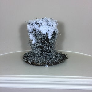 Snowy Frosted Wicker Top Hat Christmas Tree Topper 9"x9"