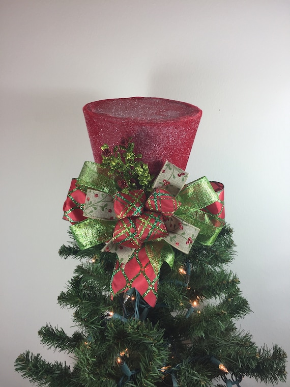Christmas Tree Topper Top Hat Red Etsy