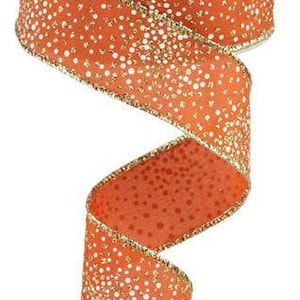Rostfärgat PG-tyg med guldfärgade laserglitterprickar trådband 3,8 cm x 2,5 meter RGC1905