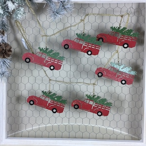 Little Red Truck with Christmas Tree in Back 54&quot; Garland