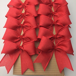 Julgransrosetter röda dekorativa Royal Burlap-rosetter / Set med 10 rosetter / godispåserosetter / dekorrosetter