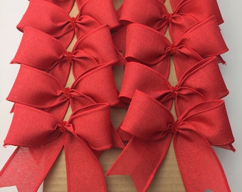 Christmas tree bows red decorative Royal Burlap Bows/ Set 10 bows/ treat bag bows/ decor bows