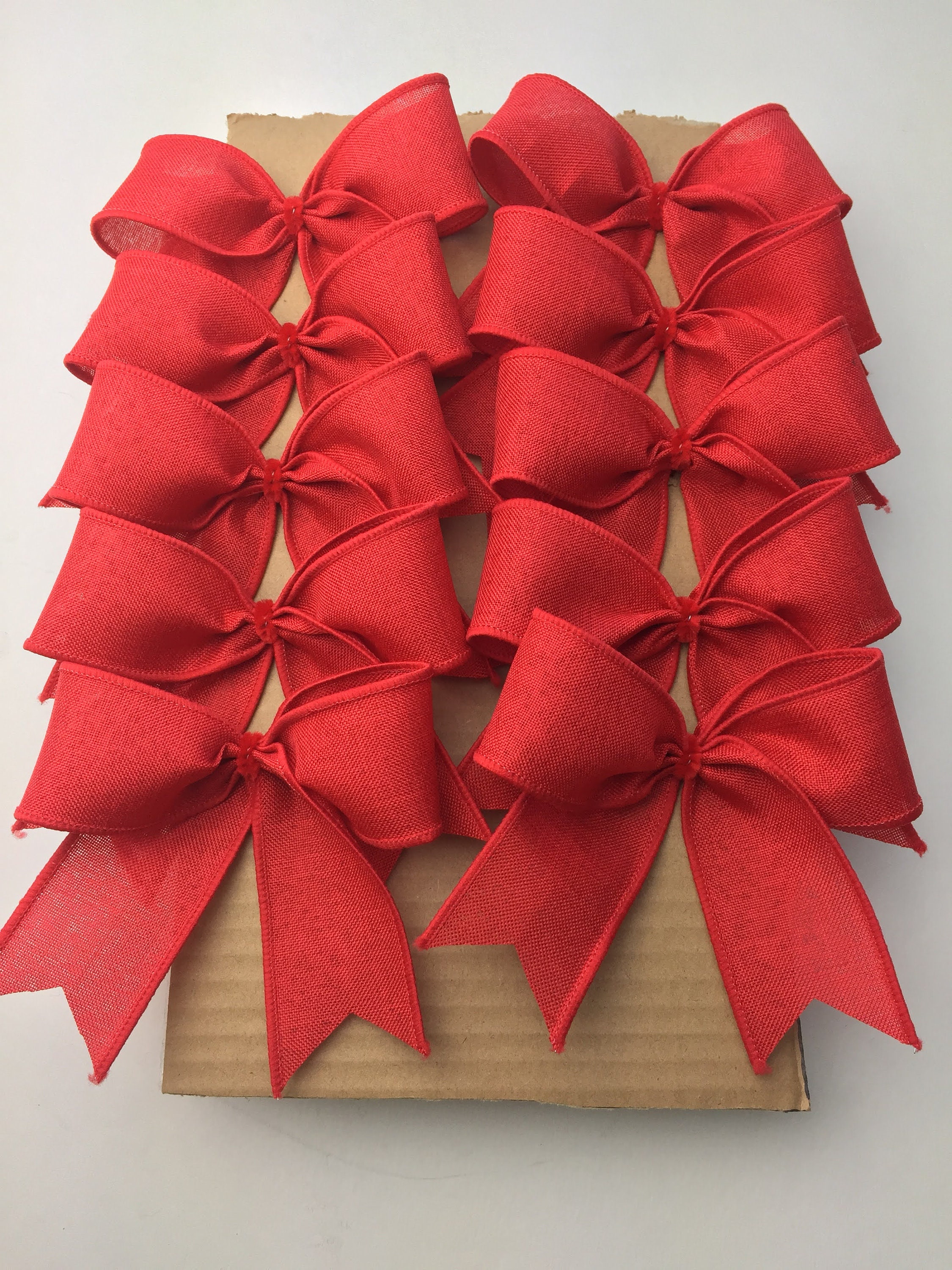 Christmas tree bows red decorative Royal Burlap Bows/ Set 10 bows/ treat bag bows/ decor bows