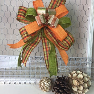 Fiocchi decorativi autunnali / Fiocco per ghirlande autunnali / Fiocco autunnale fatto a mano / Grande fiocco autunnale fatto a mano con nastro metallico per il Ringraziamento