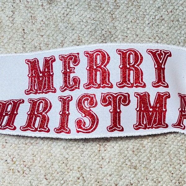 Bannière d’arbre de Noël Ruban de message filaire joyeux Noël scintillant sur 6 « de large avec des arcs faits à la main Bannière de 27 pouces de long ou de porte