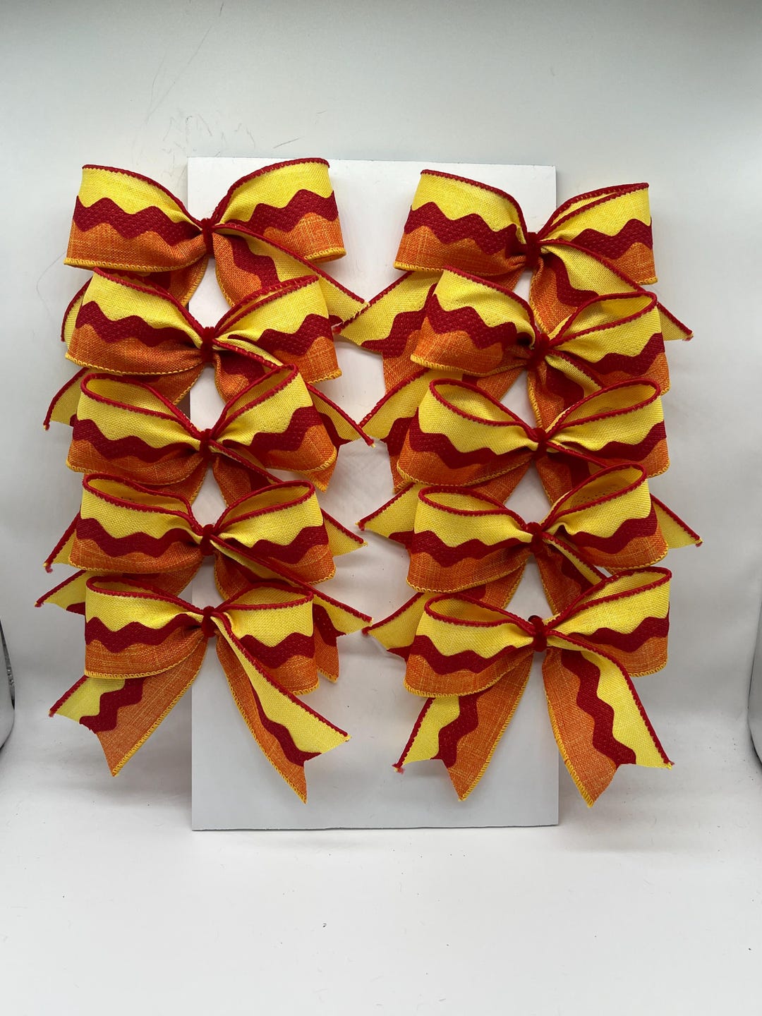 Decorative Halloween Orange Black Bows Lime Ric-rac / Set 10 Bows ...