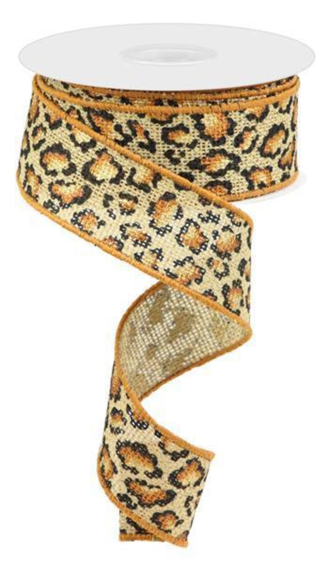 Leopard Animal Print Tan Black Rust and Metallic Gold Wired Royal ...