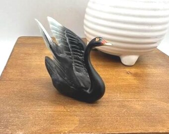 Vintage miniature black swan. Don't know when or where it was made.