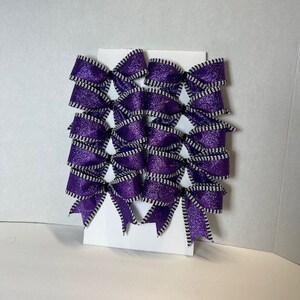 Christmas Tree Bow Purple Glittered Ribbon  Bows/ Set 10 Bows/ Christmas Treat Bag Bows/ Christmas Tree Bows/ Package Bows/Gift Bag Bows