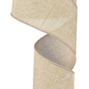 Buff Wired Ribbon Royal Burlap 2.5&quot; x 10 Yards Buff Satin Stitch Edge RG127972