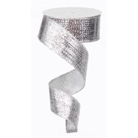 Silver Metallic Wired Satin Like Ribbon 1.5