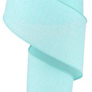 Ice Blue Solid Wired Ribbon Royal Burlap 2.5&quot; x 10 Yards Matching Satin Stitch Edge RG1279RM