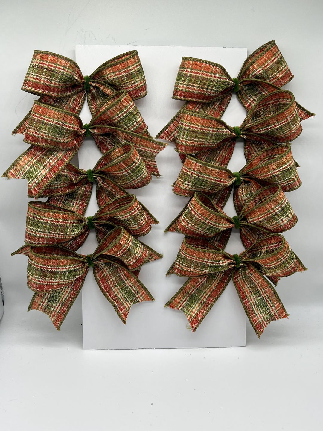 Fall Decorative Bows/ Fall Plaid Bows/ Fall Wreath Bows/ Set 10 Bows ...