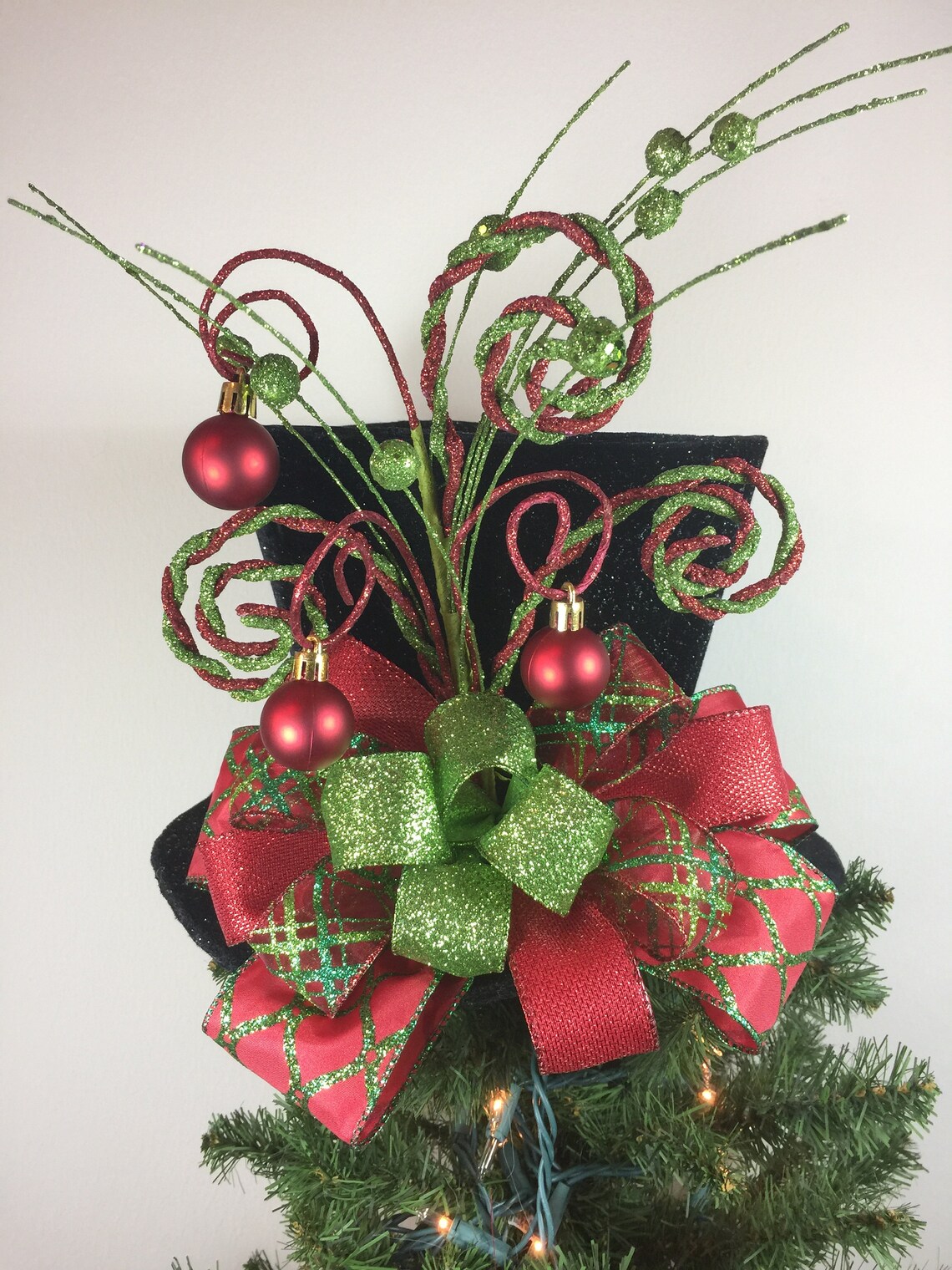 Christmas Tree Topper Black Top Hat Tree Topper Centerpiece Etsy