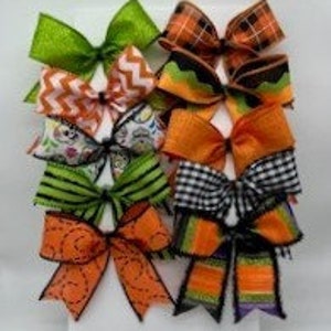 Fiocchi decorativi misti per albero di Halloween / Set da 10 fiocchi / Fiocchi per sacchetti regalo / Fiocchi per decorazioni di Halloween / Set di fiocchi per albero di Halloween
