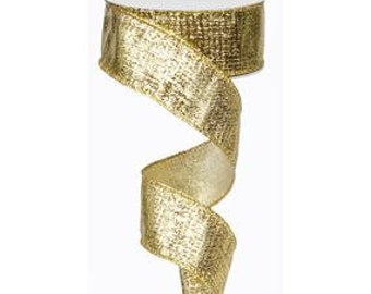 Gold Metallic Wired Satin Like Ribbon 1.5" x 10 yards Roll RG0139908