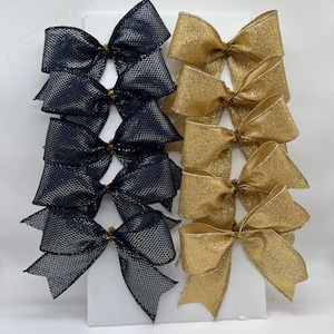 Weihnachtsbaum dekorativ dunkelblau mit goldenem Strich Schleife / Set 10 Schleifen / Leckerlibeutel Schleifen / Weihnachtsbaum Schleifen / Sportverein Schleifen