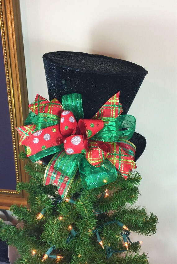 Black Top Hat Christmas Tree Topper 