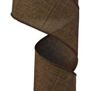 Brown Wired Ribbon Royal Burlap 2.5" x 10 Yards Matching Satin Stitch Edge RG127904