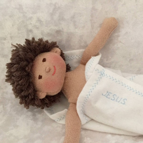 Jesus Baby Infant Doll with Embroidered Swaddling Cloth, Soft Plush 9 inch Jesus Toy, Handmade Spiritual Gift for All Occasions by Halo Toys