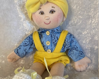 Down Syndrome Custom "Extra Special" Soft Sculpture 14 inch Girl Rag Doll~Handmade by Halo Toys