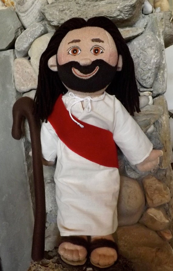 Plüsch Jesus Puppe 50 cm mit Stab Unikat handgemachtes Tuch Etsy.de