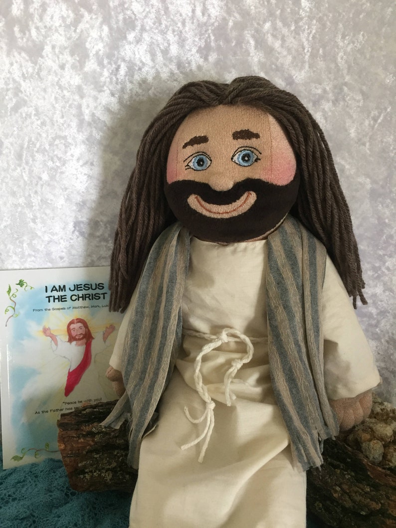 Jesus Doll and Picture Bible SetSoft Cloth Handmade 18 inch image 0