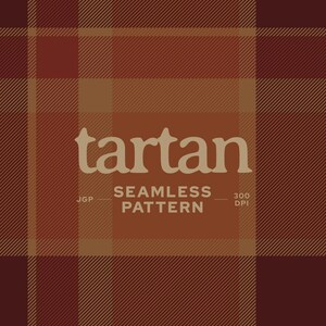 May include: A seamless tartan pattern in shades of dark red and brown. The text reads dacoparo, tartan, SEAMLESS PATTERN, JGP, 300 DPI, and @DACOPARO. The design features a classic plaid grid with diagonal lines throughout the background.