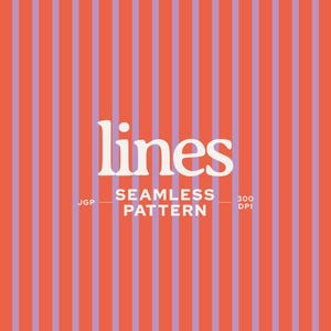 May include: A digital graphic featuring a seamless pattern of vertical orange and light purple stripes. The text dacoparo, lines, SEAMLESS PATTERN, JGP, 300 DPI, and @DACOPARO are displayed in white over the striped background.