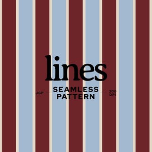 Pode incluir: Um padrão sem costuras com riscas verticais em cores alternadas de bordeaux escuro, azul claro e creme. O texto dacoparo, lines, SEAMLESS PATTERN, JGP, 300 DPI e @DACOPARO está sobreposto a preto no fundo às riscas.