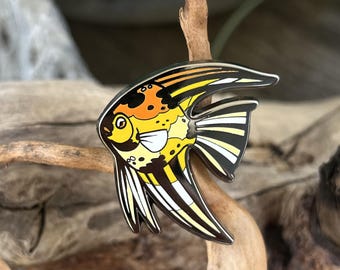 Koi Angelfish Hard Enamel Pin - Aquarium, Fish Collectors, Freshwater Fish