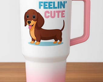 Dachshund Tumbler • Cute Dog Mug with Handle • Sausage Dog Gift for Dog Moms