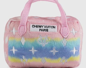 Chewy Vuiton Handbag Toy • Designer Dog Toy Gift for Small & Medium Dogs • Funny Luxury Parody Plush Handbag Pink Ombre Chewy Vuiton Handbag