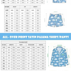 a blue pajamas pattern with the measurements of the pajamas