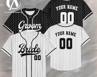 Custom Bride Groom Baseball Jerseys, Personalized Name Number Wedding Shirts, Groomsmen Proposal Outfit, Bachelor Party Gift