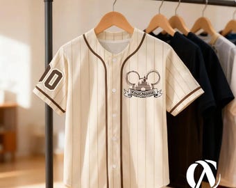 Personalized Classic Cartoon Mouse Inspired Baseball Jersey, Custom Kids Youth Adult Jersey, Safari Friends Style Theme Park Outfit
