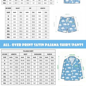 a blue pajamas pattern with the measurements of the pajamas