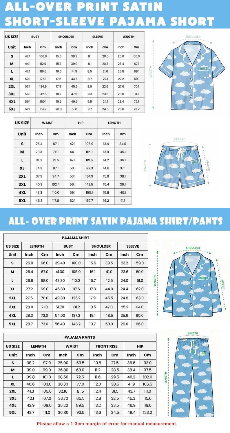 a blue pajamas pattern with the measurements of the pajamas