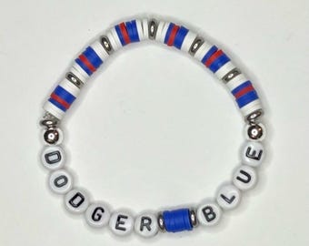 Bransoletka Dodgers Blue | Biżuteria dla fanów LA Dodgers | Prezent na cześć ducha drużyny baseballowej | Niebiesko-biały