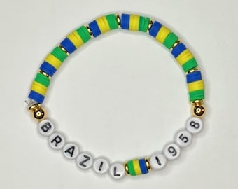 1958 Brazil World Cup Champions Bracelet | Vintage Soccer History Jewelry | Pelé Era Tribute