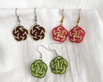 Handmade Mizuhiki Earrings – Ume Knot/ Japanese Traditional/ Delicate
