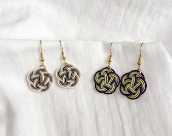 Handmade Mizuhiki Earrings – Ume Knot/ Japanese Traditional/ Delicate