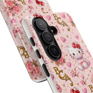 Hello Kitty blommönster mobilskal | Söta rosa hjärtan rosor BCA monogram bild 10
