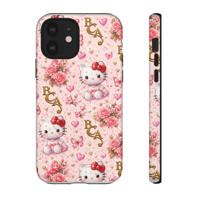 Hello Kitty blommönster mobilskal | Söta rosa hjärtan rosor BCA monogram bild 20