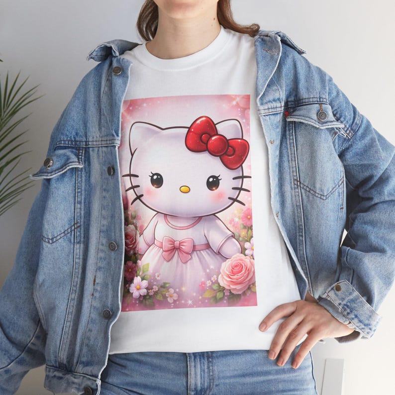 Hello Kitty Princess Dress T-Shirt | Cute Kitty Floral Tee image 2